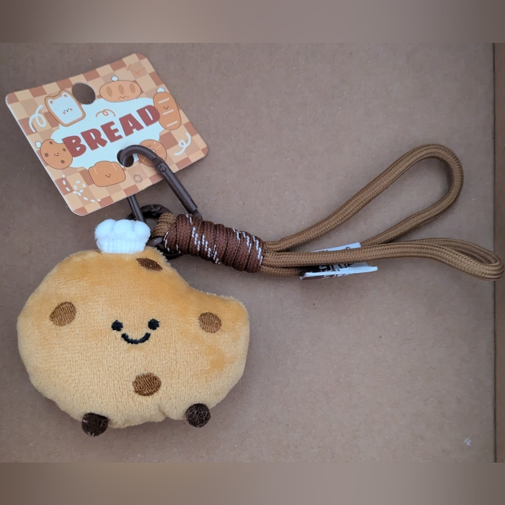 Plush Cookie Keychain Charm in Warm Tan